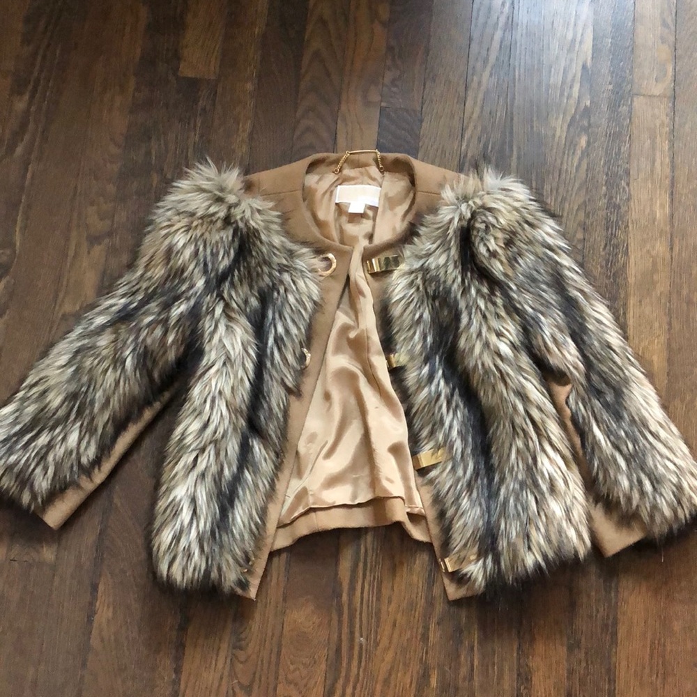 Michael Kors faux coyote fur jacket